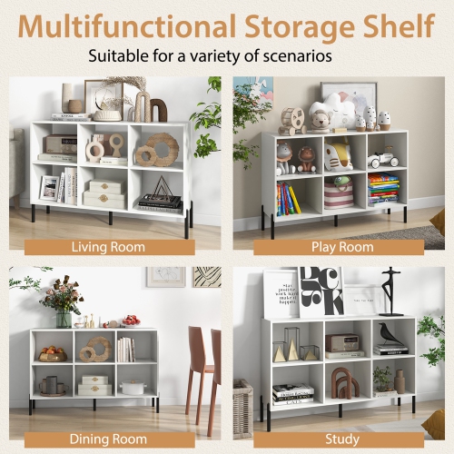 Costway 6 Cube Storage Shelf Organizer Bookcase Square Cubby Cabinet Bedroom