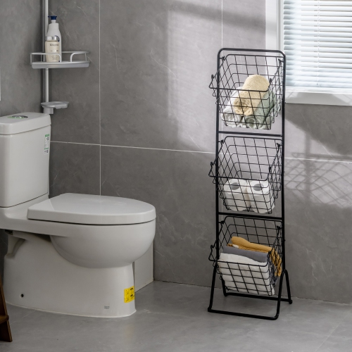 Costway 3-Tier Wire Fruit Basket Stand Kitchen Snack Vegetable Storage Organizer