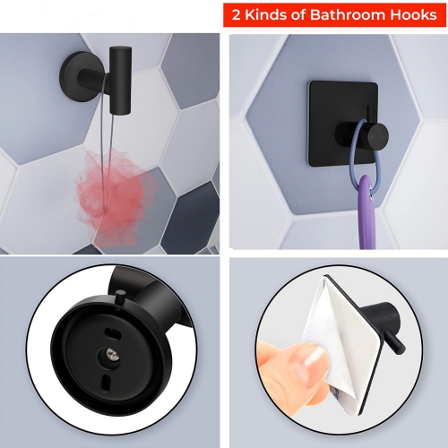 NIERBO 5 Pieces Matte Black Bathroom Hardware Set Wall Mounted - Includes 16 Inch Towel Bar, Toilet Paper Holder, 3 Towel Hooks – SUS304 Stainless