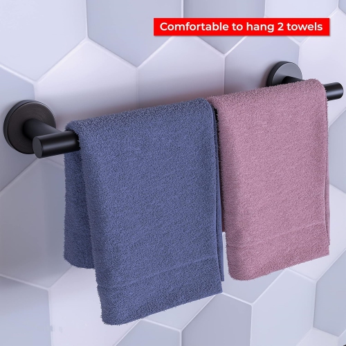 NIERBO 5 Pieces Matte Black Bathroom Hardware Set Wall Mounted - Includes 16 Inch Towel Bar, Toilet Paper Holder, 3 Towel Hooks – SUS304 Stainless