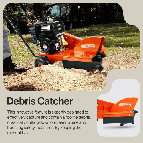 SuperHandy Gas Stump Grinder 9HP Engine - Direct Belt Drive, 12-inch Cutting Performance, 6 Carbide Teeth - Compact & Lightweight