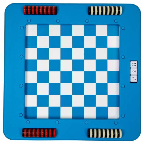 20" Blue and White Floating Checkers and Backgammon Swimming Pool Board Game Combo