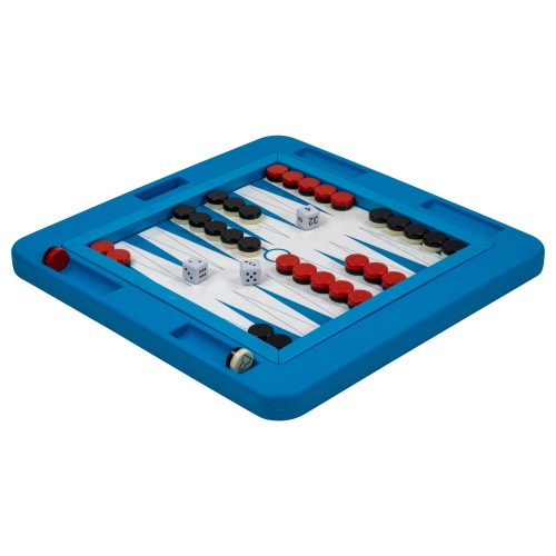 20" Blue and White Floating Checkers and Backgammon Swimming Pool Board Game Combo