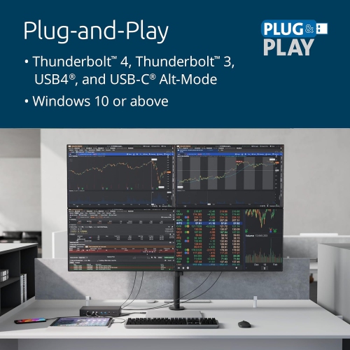 Kensington SD4880P EQ USB-C® 10Gbps Quad Video 17-in-1 Driverless Dock 100W PD