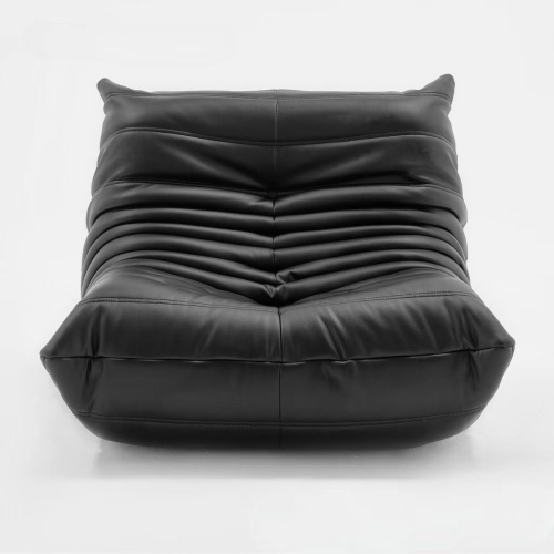 LivinVeluris Mircofiber Leather Bean Bag Sofa - Black
