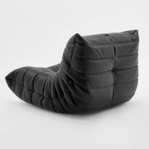 LivinVeluris Mircofiber Leather Bean Bag Sofa - Black