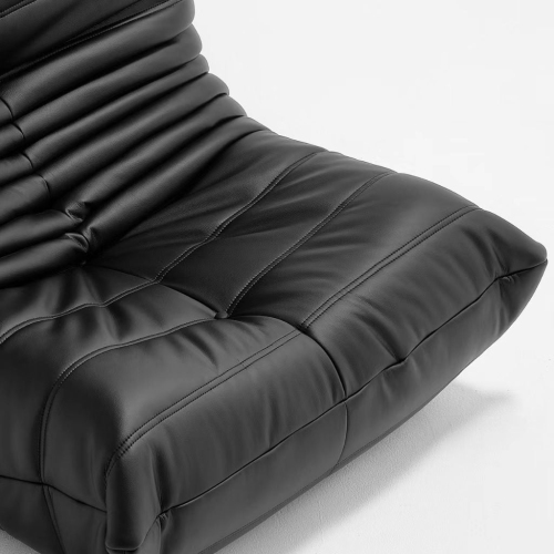 LivinVeluris Mircofiber Leather Bean Bag Sofa - Black
