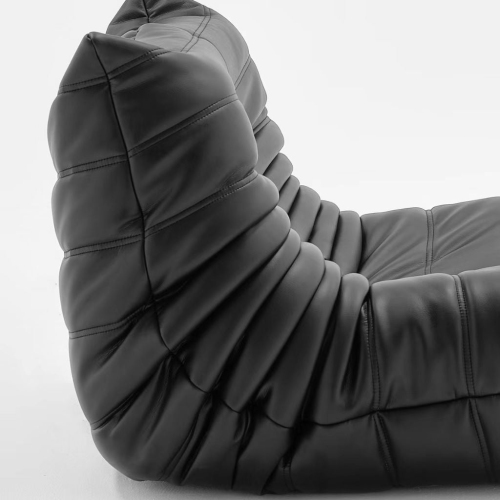 LivinVeluris Mircofiber Leather Bean Bag Sofa - Black