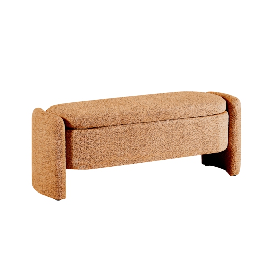 Image 1 de 5.. Banc de rangement recouvert de tissu de 47,24 po KOSMAI pour entrée de lit de salon - Terra