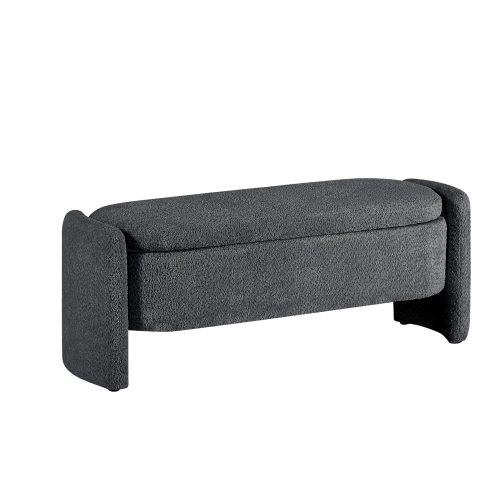 Image 1 de 7.. Banc de rangement recouvert de tissu de 47,24 po KOSMAI pour entrée de lit de salon - Gris foncé