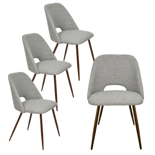 Ensemble de 4 chaises de salle à manger à revêtement en tissu avec dossier ajouré et pattes en métal de KOSMAI - Gris