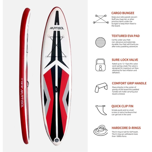 11FT Inflatable Stand up Paddle Board Ultra-Thick Durable PVC w/Premium SUP Accessories & Carry Bag |upgraded paddle boards w/ 3 Fish Fin for