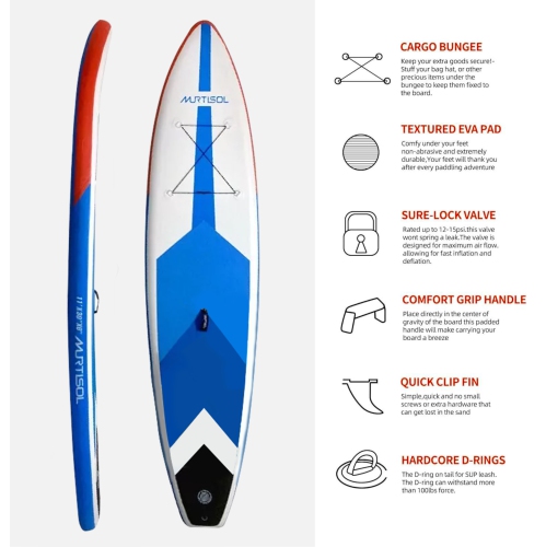 11FT Inflatable Stand up Paddle Board Ultra-Thick Durable PVC w/Premium SUP Accessories & Carry Bag |upgraded paddle boards w/ 3 Fish Fin for