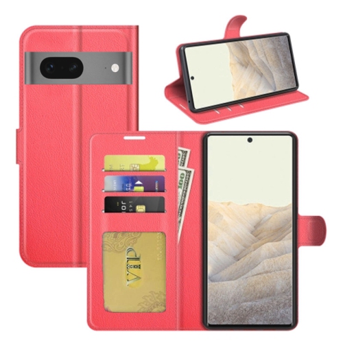 CSMART  [Cs] Magnetic Card Slot Leather Folio Wallet Flip Case Cover for Google Pixel 8A In Red