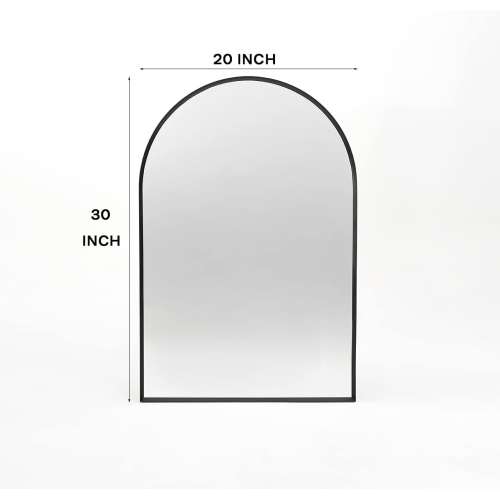 KOSSMAI 30"X 20" Arch Wall Mirror with Metal Frame for Living Room Bathroom Bed Room Entry - Black