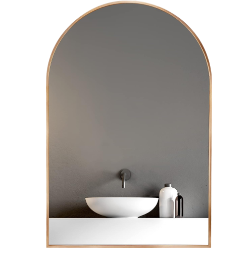 KOSSMAI  30"x 20" Arch Wall Mirror With Metal Frame for Living Room Dining Room Bathroom Entry - In Gold
