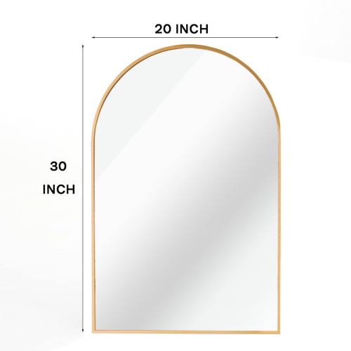 KOSSMAI 30"X 20" Arch Wall Mirror with Metal Frame for Living Room Dining Room Bathroom Entry - Gold