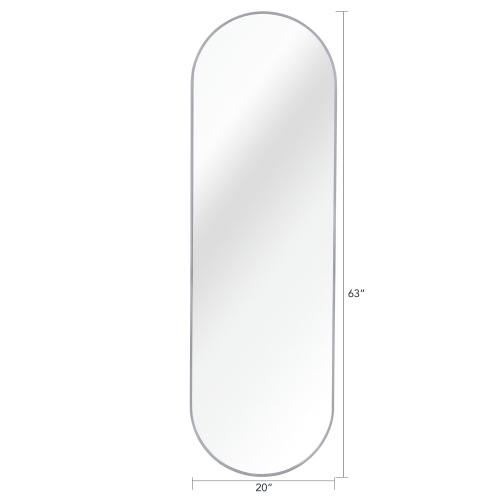 KOSSMAI 63"X20" Pill-Shaped Full Wall Mirror - Silver