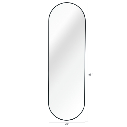 KOSSMAI 63"X20" Pill-Shaped Full Wall Mirror - Black