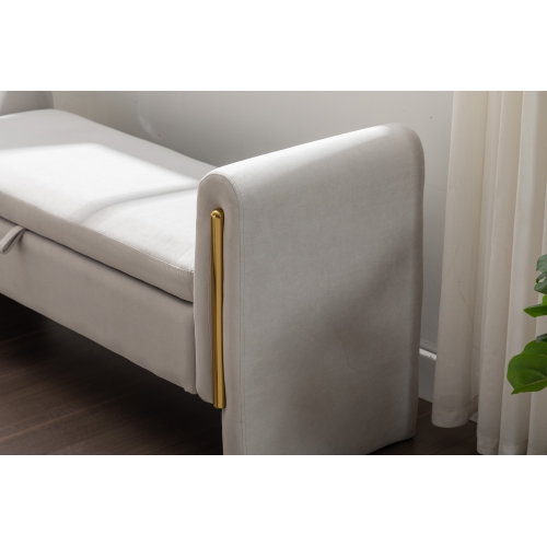 KOSSMAI 53" Velvet Fabric Storage Bench Ottoman For Living Room Entry Bedroom Light - Grey