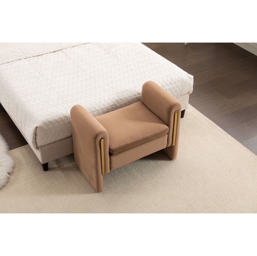 KOSSMAI 33" Velvet Fabric Bench For Living Room Entry Bedroom - Brown