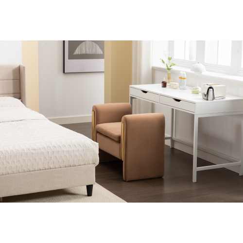 KOSSMAI 33" Velvet Fabric Bench For Living Room Entry Bedroom - Brown