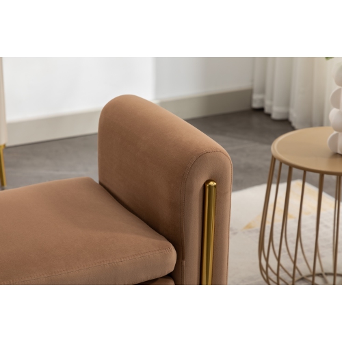 KOSSMAI 33" Velvet Fabric Bench For Living Room Entry Bedroom - Brown