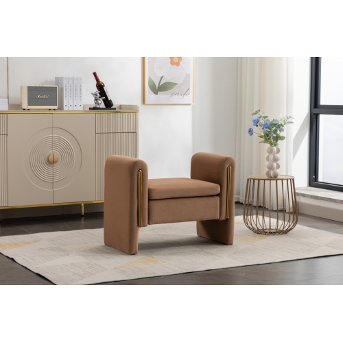 KOSSMAI 33" Velvet Fabric Bench For Living Room Entry Bedroom - Brown