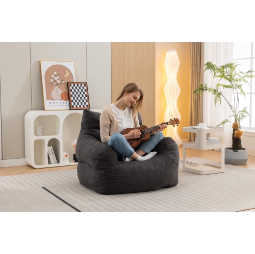 Fauteuil poire en tissu Teddy de KOSMAI avec mousse à mémoire pour le salon - Gris