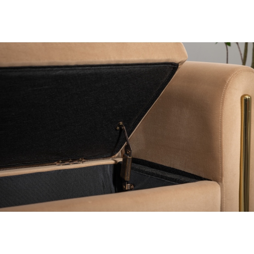 KOSSMAI 53" Velvet Fabric Storage Bench For Living Room Entry Bedroom - Brown