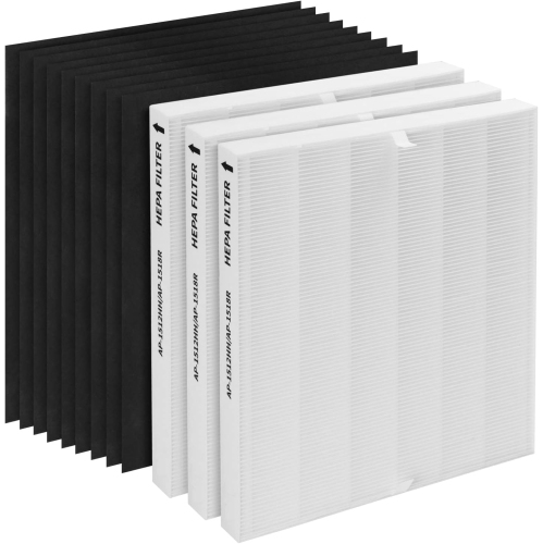 CPGSY AP-1512HH 3 True HEPA + 9 Activated Carbon pre-fileters Replacement, Compatible with Coway AP-1512HH, AP1512-HH-FP, AP-1518, AIRMEGA 200M