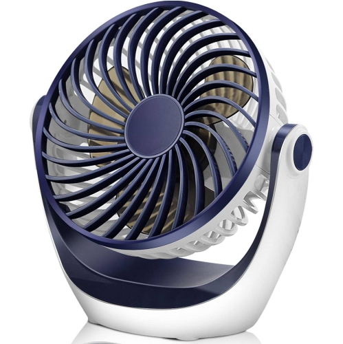 Small USB Desk Fan Table Fan 5'' with Strong Airflow, Portable Cooling Mini Fan 3 Speed, 360°Rotatable Head for Office Home Desktop, Blue