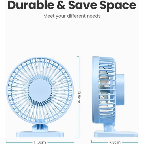 USB Desk Fan, Portable Quiet 3 Speeds Wind Desktop Personal Fan, Adjustment Mini Fan Table Fan for Better Cooling, Office Home Indoor Outdoor, Light