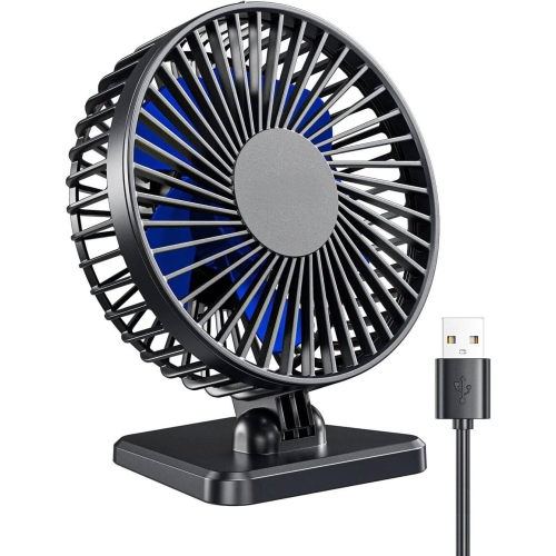 USB Desk Fan, Portable Quiet 3 Speeds Wind Desktop Personal Fan, Adjustment Mini Fan Table Fan for Better Cooling, Office Home Indoor Outdoor, Blue