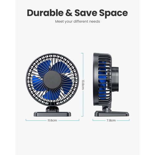 USB Desk Fan, Portable Quiet 3 Speeds Wind Desktop Personal Fan, Adjustment Mini Fan Table Fan for Better Cooling, Office Home Indoor Outdoor, Blue