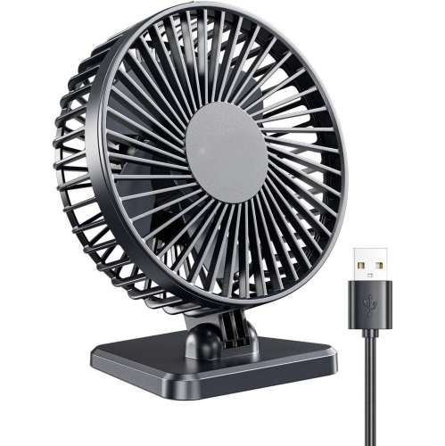 USB Desk Fan, Portable Quiet 3 Speeds Wind Desktop Personal Fan, Adjustment Mini Fan Table Fan for Better Cooling, Office Home Indoor Outdoor, Black