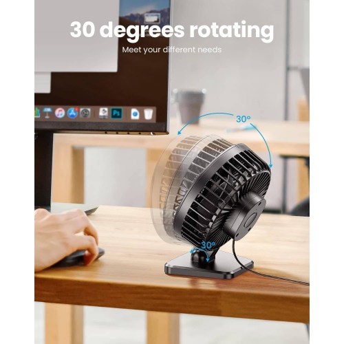 USB Desk Fan, Portable Quiet 3 Speeds Wind Desktop Personal Fan, Adjustment Mini Fan Table Fan for Better Cooling, Office Home Indoor Outdoor, Black