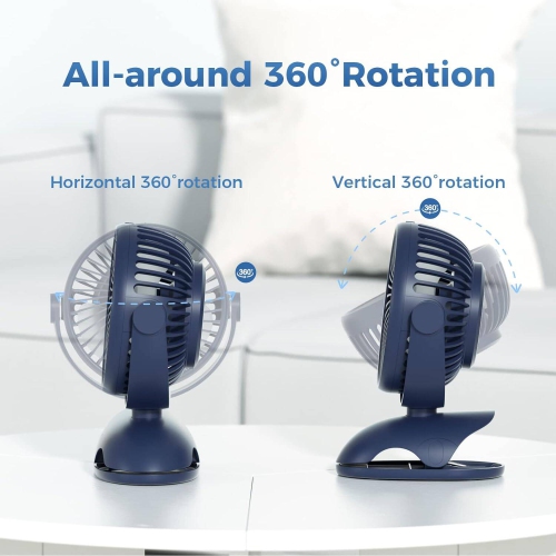 Fan for Baby Clip on Fan, Strong Airflow 3 Speeds, 3600mAh Rechargeable Battery Portable Small Fan, for Outdoor, Camping, Travel up to 12 Hours