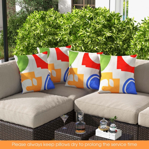 Costway 4 PCS Square Throw Pillows Removable & Washable Velvet Pillow 18"x18" Red