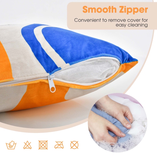 Costway 4 PCS Square Throw Pillows Removable & Washable Velvet Pillow 18"x18" Red