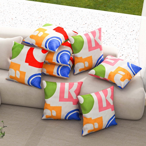 Costway 4 PCS Square Throw Pillows Removable & Washable Velvet Pillow 18"x18" Red