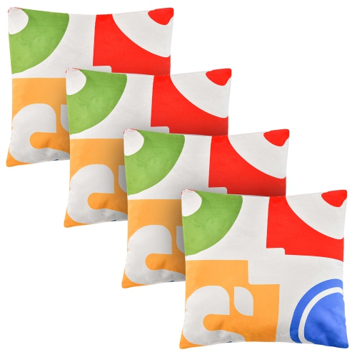 Costway 4 PCS Square Throw Pillows Removable & Washable Velvet Pillow 18"x18" Red