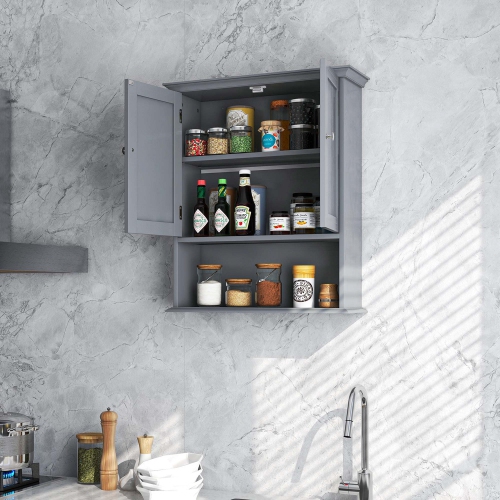 Costway Bathroom Wall Cabinet Medicine Storage Organizer with Adjustable Shelf & 2 Doors