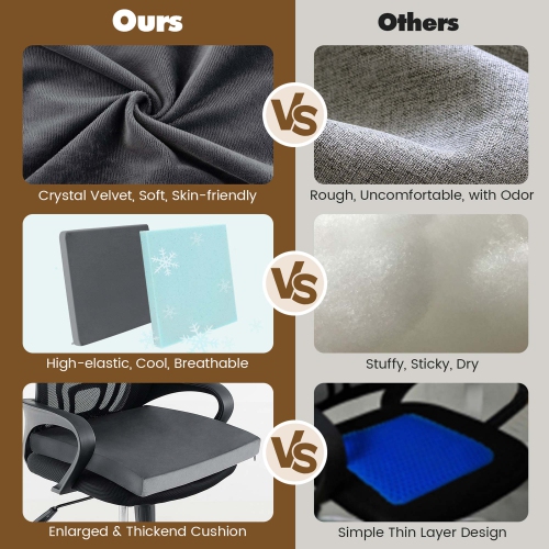 Costway 10 PCS Seat Cushions Gel Memory Foam Non-slip Bottom Dining Office 18"x18" Brown/Grey