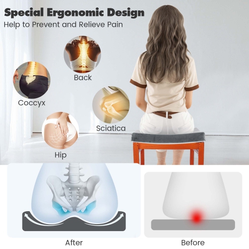 Costway 10 PCS Seat Cushions Gel Memory Foam Non-slip Bottom Dining Office 18"x18" Brown/Grey