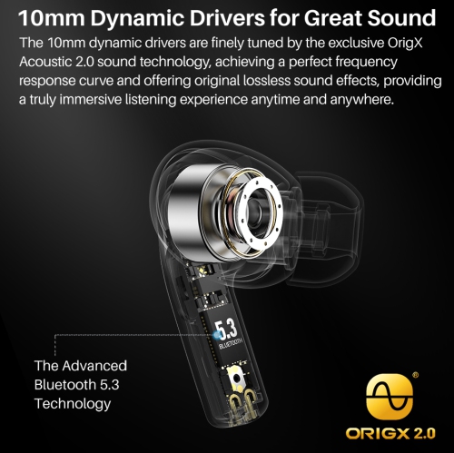 Écouteurs bouton sans fil Bluetooth T20 de TOZO avec écran numérique LED et microphones intégrés pour appels et suppression du bruit - Rouge