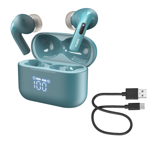 TOZO T20 Wireless Earbuds Bluetooth Headphones with LED Digital Display Built-in Mics Call Noise Cancelling -Green