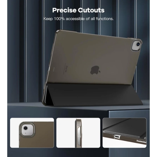 iPad Air 13 inch Case M3 2025 M2 2024 - Slim Stand Cover for iPad Pro 12.9 2022/2021, Auto Wake/Sleep, Translucent Back - Black