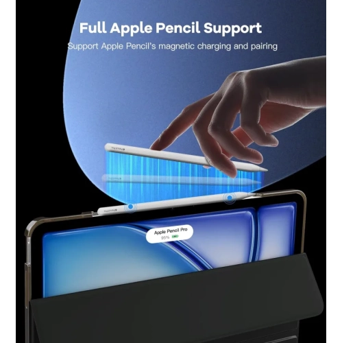 iPad Air 13 inch Case M3 2025 M2 2024 - Slim Stand Cover for iPad Pro 12.9 2022/2021, Auto Wake/Sleep, Translucent Back - Black