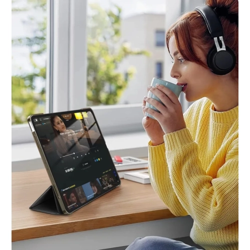 iPad Air 13 inch Case M3 2025 M2 2024 - Slim Stand Cover for iPad Pro 12.9 2022/2021, Auto Wake/Sleep, Translucent Back - Black